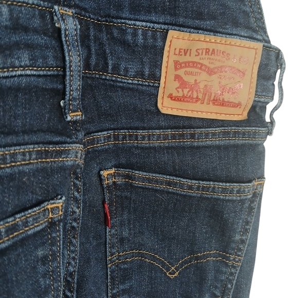 Levi's Overalls Utility Bib Skinny Leg Side Zipper Stretch Dark Wash Size 24 - Picture 7 of 16